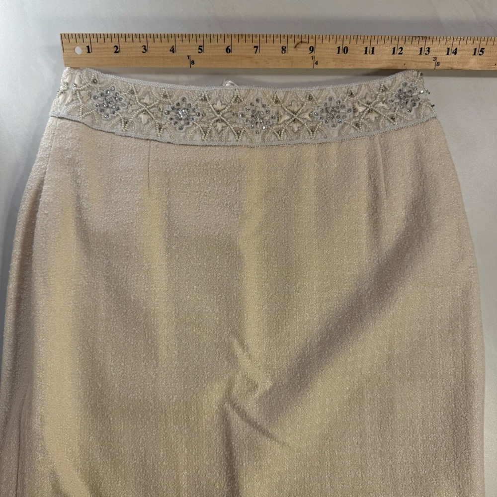 Vintage Escada Embellished Wool-Silk Pencil‎ Skirt – Size 34 (US 4) - Picture 3 of 7